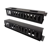Techly I-CASE CABLE-FR2 2U Kábel Szervező 19" Rack Szekrényekhez Fedéllel, Fekete