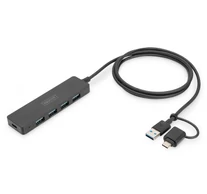 Digitus DA-70236 hálózati csatlakozó USB 3.2 Gen 1 (3.1 Gen 1) Type-A + Type-C 12000 Mbit/s Fekete
