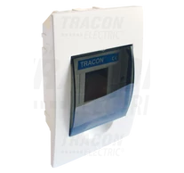 Süllyesztett elosztódoboz, füstszínű ajtóval, N/PE sínnel  1×4 modul, IP40, (H×W×D=200×112×66mm)