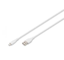 Szilikon USB-A - Lightning tápkábel, USB 2.0 12W, MFI, 1m fehér