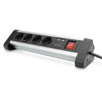Digitus DA-70614 elektromos elosztó 1,5 M 4 AC kimenet(ek) Beltéri Fekete, Ezüst