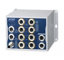 PLANET IP50 Industrial L2+ 8-Port 10/100/1000T 802.3at PoE M12 + 2-Port 10/100/1000T M12 Bypass Managed Ethernet Switch Vezérelt L2+ Ethernet-áramellátás (PoE)