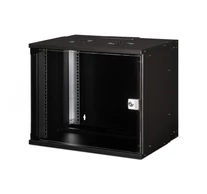 19" 9U falra szerelhető hálózati szekrény, SOHO PRO 460 x 540 x 400 mm, üvegajtó, fekete, szétszerelve, 60 kg