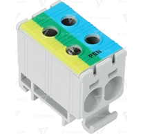Főáramköri leágazó kapocs,sínre szerelhető,kék-zöld-sárga  2.5-35mm2, max. 1000VAC, 1500VDC, max.135A
