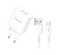 Yooup NC76B HÁLÓZATI TÖLTŐ 12W DUPLA USB-A