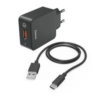 HAMA 201625, FIC E3 HÁLÓZATI TÖLTŐ SZETT "QC 3.0" USB -TYPE-C KÁBELLEL (19,5W)
