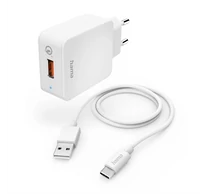 HAMA 201626, FIC E3 HÁLÓZATI TÖLTŐ SZETT "QC 3.0" USB -TYPE-C KÁBELLEL (19,5W), FEHÉR