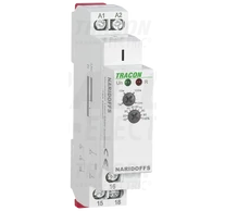 Elengedéskésleltetéses tápfeszültség vezérelt időrelé  AC/DC 12-240V, 0,1s-10m, 16A/AC1, 250VAC/24VDC