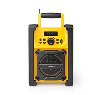 Nedis RDFM3100YW munka rádió, FM, bluetooth, rezgéscsillapítás, 15W, 20 FM állomás, 3,5 mm audióbemenet