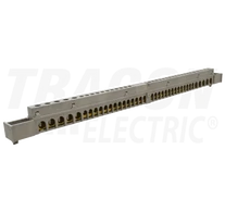 Szigetelt földelősín (N/PE) EDSS-18/. mod.elosztóhoz  230/400VAC, 100A, 13,7×26,6mm, L=360 mm, 38P, IP20