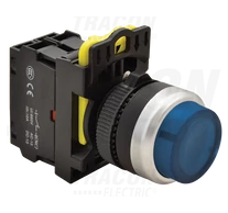 Világító nyomókapcsoló, kiálló, kék  1×NO, 5A/230V AC-15, IP42, LED 230V AC/DC