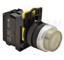 Világító nyomókapcsoló, kiálló, fehér  1×NO, 5A/230V AC-15, IP42, LED 230V AC/DC