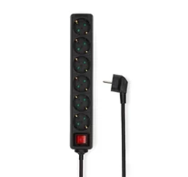 Nedis ESOC615F2BK 6 aljzatos kapcsolós (6-os) elosztó, 1,5 m, 3680 W, 16 A