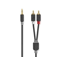 Nedis CABW22200AT30 sztereo audió kábel 3,5mm sztereo jack - 2x RCA,  Aranyozott,  3 m
