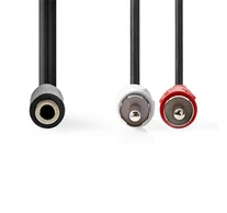 Nedis CAGB22255BK02 sztereo audio kábel, 2x RCA dugó - 3,5 mm jack aljzat,  0,20m