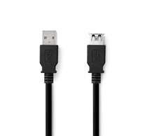 Nedis CCGL61010BK10 USB3.2 toldó / hosszabító kábel, USB A dugó, USB-A aljzat, 5 Gbps, 1m, (USB3.1, USB3.0, USB2.0)