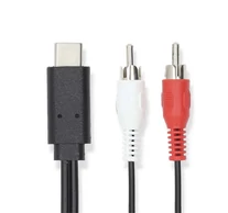 Nedis CCGL64240BK10 USB 3.2 Gen 1, USB-C kábel, USB C dugó - 2x RCA dugó, 1m
