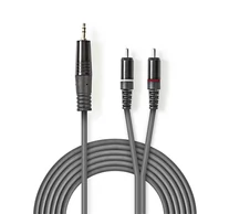 Nedis COTH22200GY15 félprofi audio kábel, 3,5mm sztero jack dugó - 2 x RCA dugó, 1.5m, rugalmas