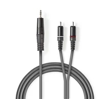 Nedis COTH22200GY30 félprofi audio kábel, 3,5mm sztero jack dugó - 2 x RCA dugó, 3m, rugalmas
