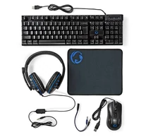 Nedis GCK51110BKUS gamer 5 az 1-ben készlet, Angol Billentyűzet, Headset, Egér, Egérpad és adapter kábel, QWERTY