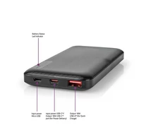 Nedis UPBKPD10000BK powerbank, hordozható külső akkumulátor, power bank 10000mAh