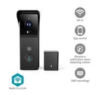 Nedis WIFICDP21BK WIFI videó kapucsengő (kapu telefon), 3MP Full HD 1296p, felhőtárhely / microSD foglalat, akkumulátor
