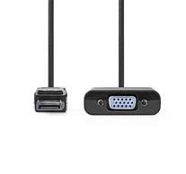 Nedis CCGB37351BK02 displayport dugó - VGA aljzat adapter, 1080p, 0.20 m