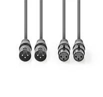 Nedis COTH15030GY50 balanced/szimmetrikus félprofi XLR audio kábel, 2 x XLR 3p dugó - 2 x XLR 3p aljzat, 5m, rugalmas