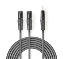 Nedis COTH15310GY15 balanced/szimmetrikus félprofi XLR audio kábel, 2x XLR 3 tűs dugó | 3,5 mm sztereo jack dugó, 1,5m