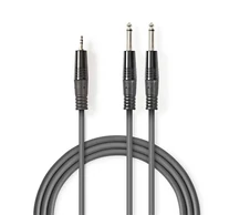 Nedis COTH23200GY50 félprofi audio kábel, 3,5mm sztero jack dugó - 2 x 6,35mm mono jack dugó, 5m, rugalmas