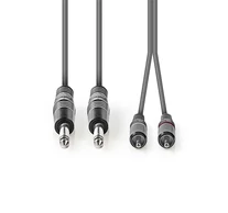 Nedis COTH23320GY15 félprofi audio kábel, 2 x 6,35mm mono jack dugó - 2 X RCA dugó, hossz 1.5m, rugalmas