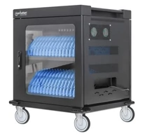 Manhattan Laptop Charging Cart/Trolley via AC Adapter (EU) 32-bay, Install device's AC Adapter (power cables) into unit, Suitable for ALL laptops (to 15.6"), iPads, MacBooks, Chromebooks, other USB-C devices, Bays 380x30x280mm, Cabinet, Lockable
