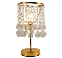 REALITY London crystal Table lamp,shiney black or shiney goldCrystal hanging beads1*E14 Max.40W,bulb excl.Dia:16cm. H:15cmbase base Dia:12cm Total H:32cm - REAL-527701-03