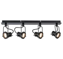 REALITY Fiji 2 4lt spot black，GU10*4 bulb not incl. canopy:L600*W60MM*25MM,lamp size:L600*W60*H160MM - REAL-823704-02