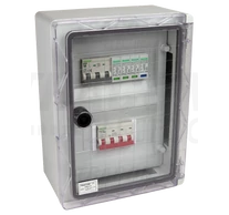 Túlfeszültség-védelmi doboz fotovoltaikus rendszerekhez  330×250×130mm,IP65,IK10,AC1+2, 400V, In_10A, Iimp_12.5kA,