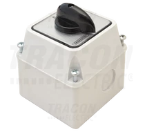Tokozott kézikapcsoló, BE-KI  400V, 50Hz, 20A, 3P, 5,5kW, 48×48mm, 90°, IP65