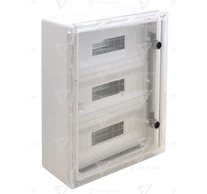 Műanyag elosztószekrény maszkos átlátszó ajtóval  HxWxD=800x600x260mm, IP65, IK10, 1000V AC/DC, RAL7035