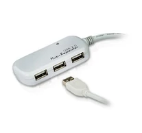Aktív USB 2.0 Hosszabbító Kábel USB A Dugó - 4x USB Hub 12 m Elefántcsont
