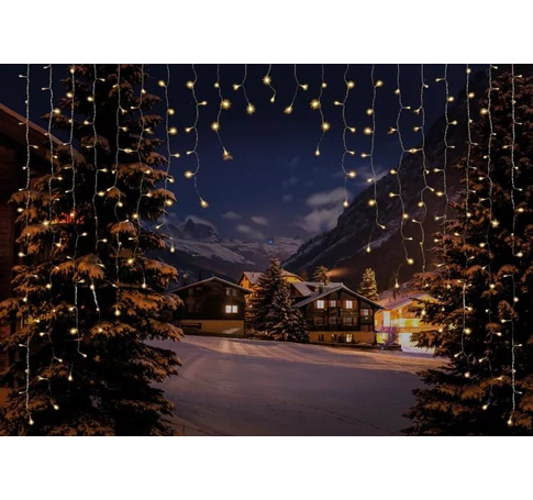 Dekortrend Kültéri FÉNYÍV LED fényfüggöny, 200 LED, MELEG FEHÉR 1,2m