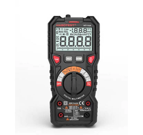 Habotest HT118A digitális multiméter zseblámpával, True RMS, NCV