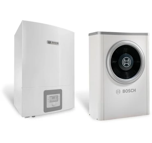 BOSCH COMPRESS 6000 AW-7+AWE 5-9 LEVEGŐ-VÍZ HŐSZIVATTYÚ 7 KW, ELEKTROMOS FŰTŐPATRONNAL