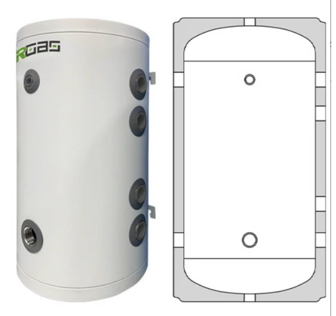 Heizer puffertartály PUSE X 100R inox hűtés/fűtés 100l hőcserélő nélkül fali 