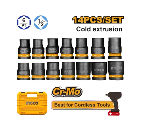 INGCO Gépi dugókulcs készlet 10 részes 1/2" 10-27 mm CrMo