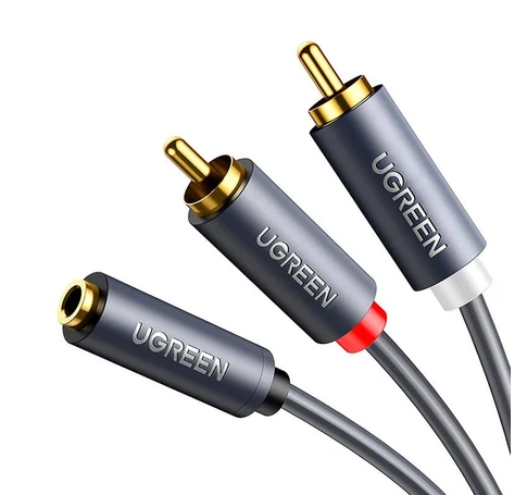 UGREEN AV102 2x RCA (cinch) - 3.5mm jack kábel, 1m (fekete)