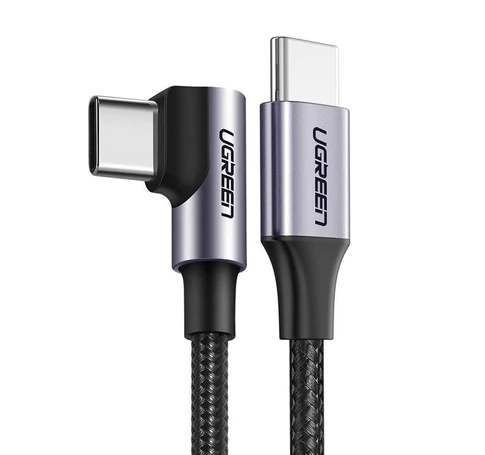 UGREEN USB-C - USB-C kábel, ferde, QC 3.0, PD, 3A, 60W, 1m (fekete)
