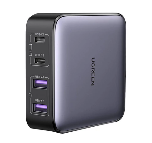 UGREEN CD327 Nexode Töltő, 2x USB-C, 2x USB-A, GaN, 65 W (Szürke)