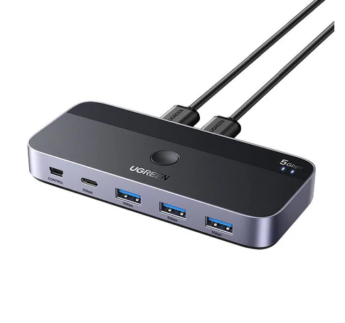 UGREEN CM662 USB 3.0 switch, 2X4 kimenet (fekete)