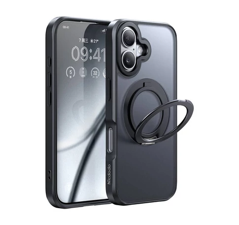 McDodo PC-4930 MagSafe tok iPhone 16-hoz állvánnyal (fekete)