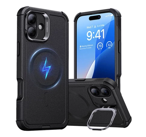 Cyber Tough (HaloLock) ESR tok állvánnyal iPhone 16 Plus készülékhez (fekete)