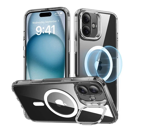 ESR Classic Hybrid (HaloLock) tok állvánnyal iPhone 16 Plus készülékhez (átlátszó)